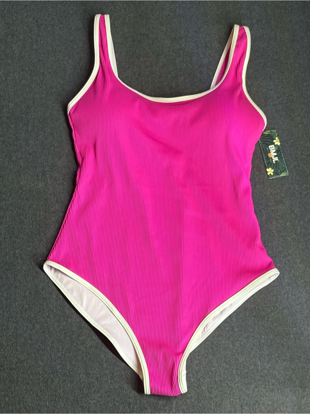 🆕 BMJL Pink Ribbed One-Piece Swimsuit Size XL